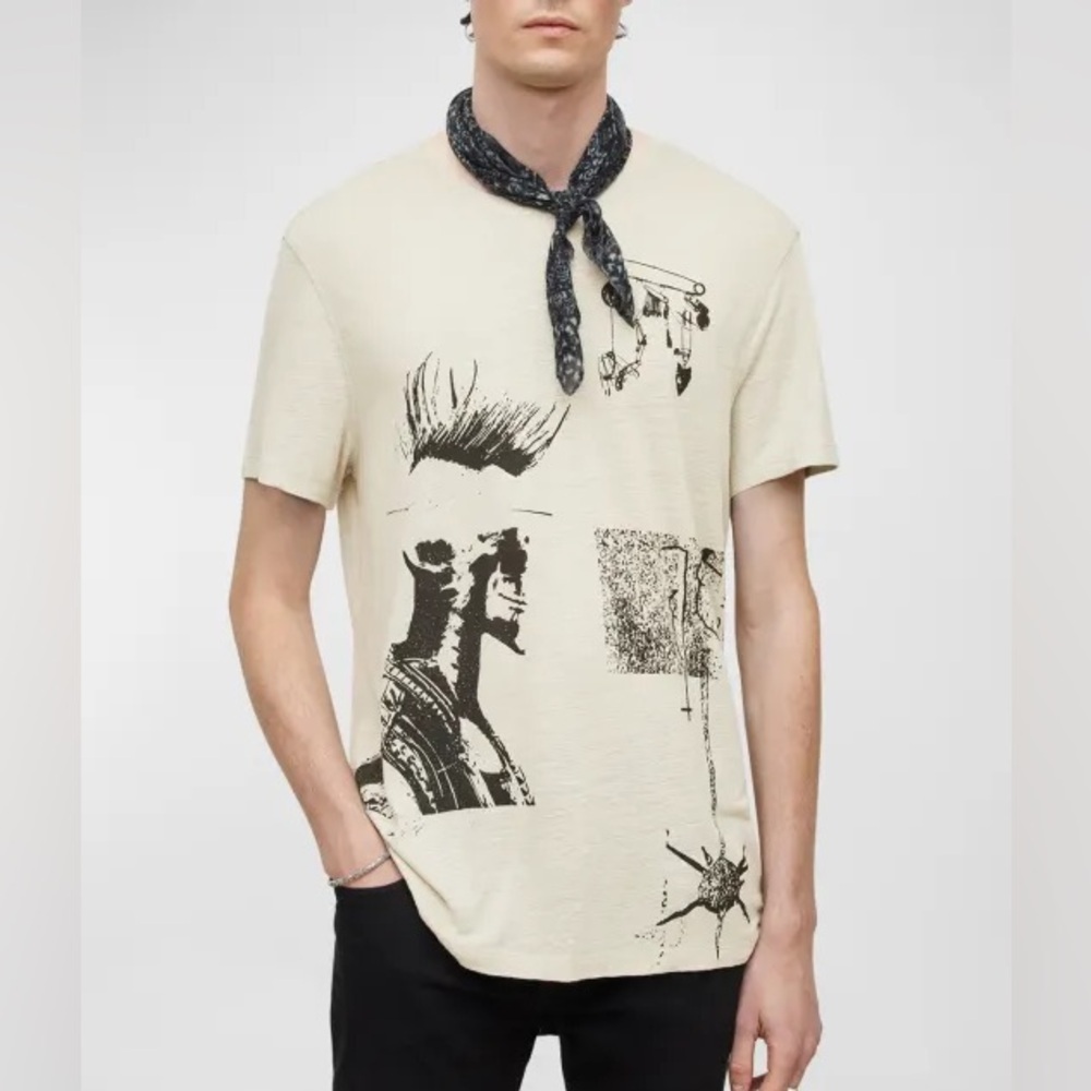 John Varvatos Graphic Print Short Sleeve Tee - Gray